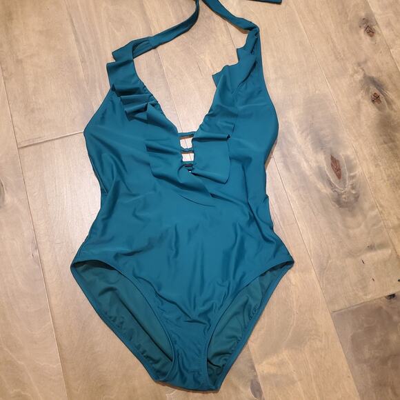 Bleu By Rod Beattie ESF10761 Rufflicious One-Piece Swimsuit, Size 12 - Green - Picture 5 of 10
